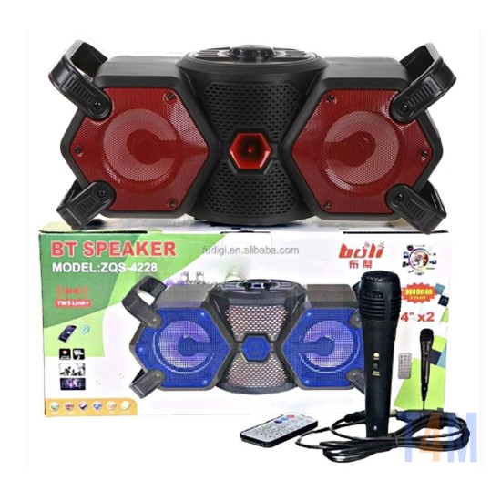 Sing-e Portable Wireless Speaker ZQS4228 with Mic and Remote Control Red